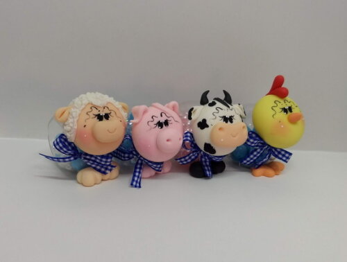 Mini baleiro tema fazendinha em biscuit