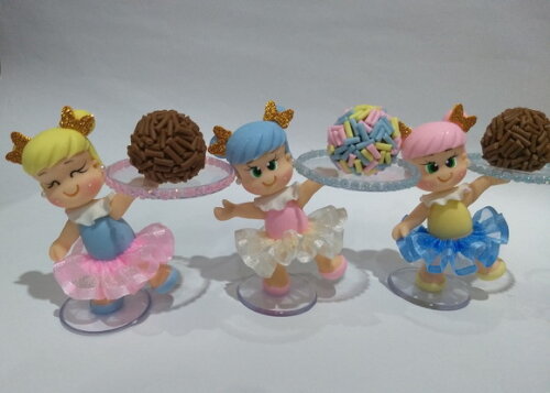 Porta doces circo rosa em biscuit