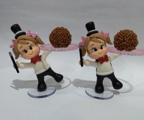 Porta doces circo rosa em biscuit