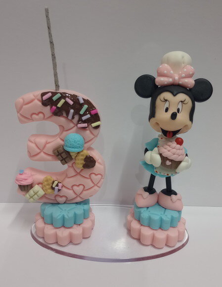 Topo de Bolo Minnie Rosa em Biscuit