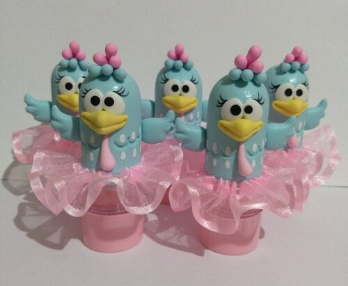 Tubete galinha pintadinha candy color em biscuit
