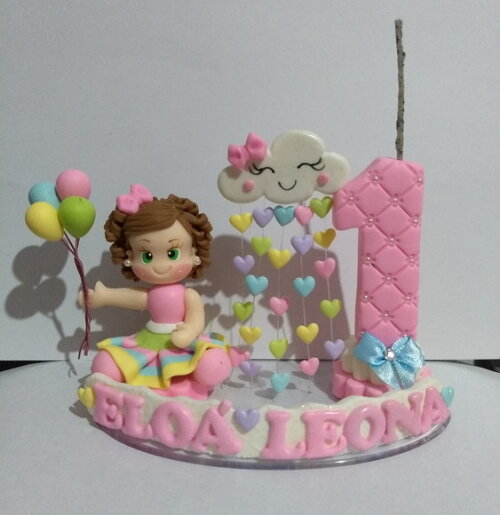 Vela chuva de amor em biscuit