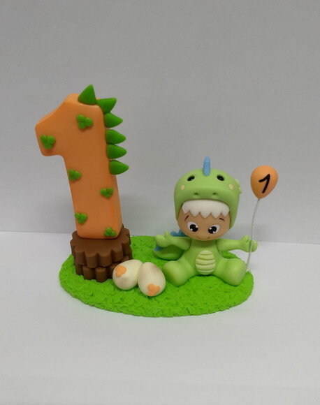Vela dino baby em biscuit