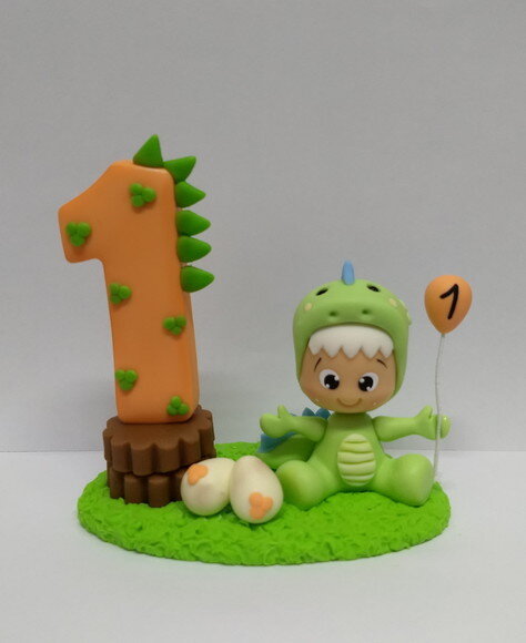 Vela dino baby em biscuit