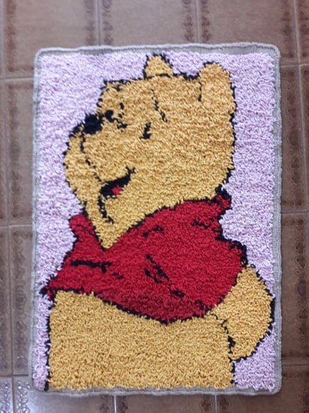 Tapete Agulha Mágica de Barbante Urso Puf 50x70
