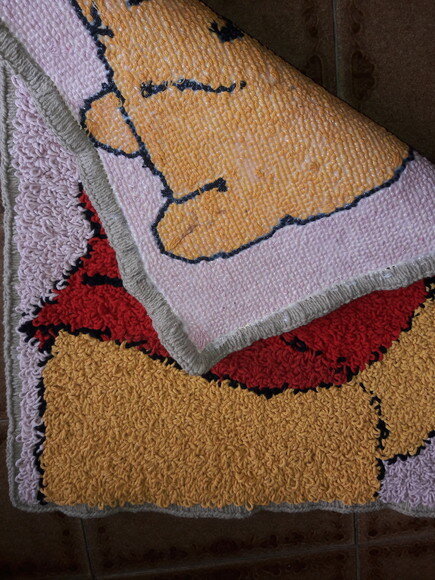 Tapete Agulha Mágica de Barbante Urso Puf 50x70