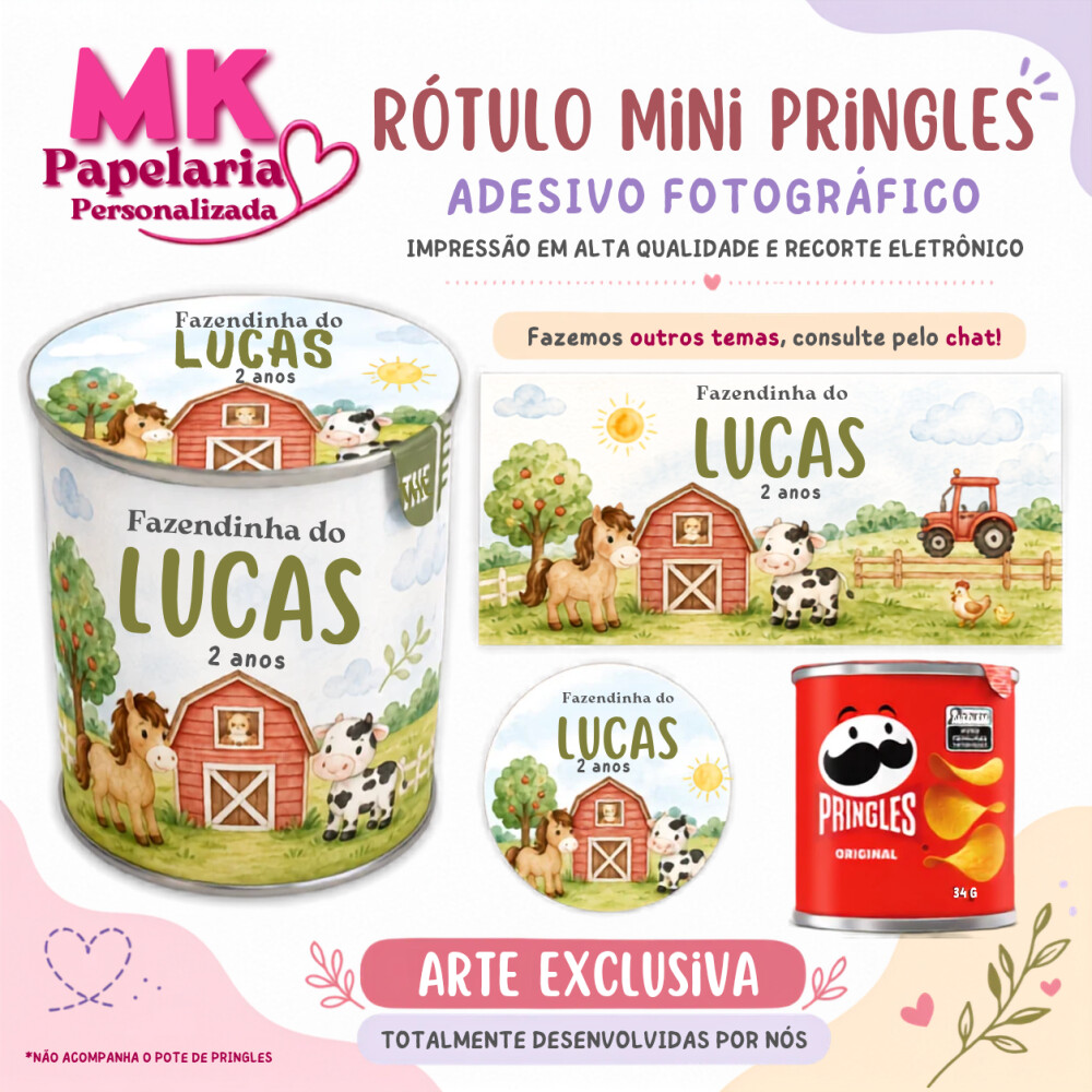 15 Rótulo Pringles PERSONALIZADO | ADESIVO TAMPA E LATERAL PERSO