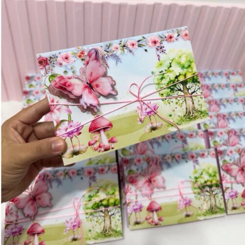 kit 20 Convites caixa Luxo Fada - Borboleta - jardim - Fazemos em todos os temas