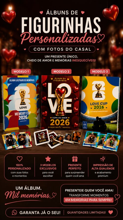 Álbum de figurinhas da copa Love personalizado