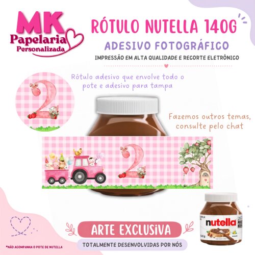 10 Rótulos Mini Nutella PERSONALIZADA | Adesivo lateral e tampa | FAZEMOS EM TODOS OS TEMAS