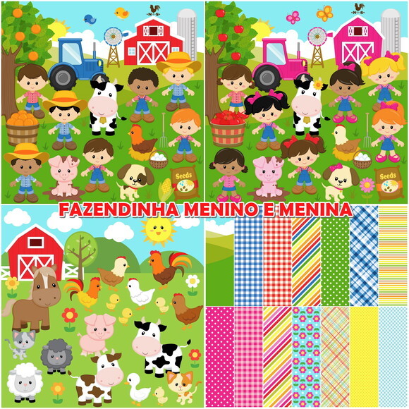 Kit Digital Fazendinha Menino e Menina