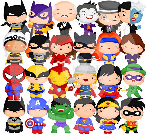 kit digital Super Heróis cute