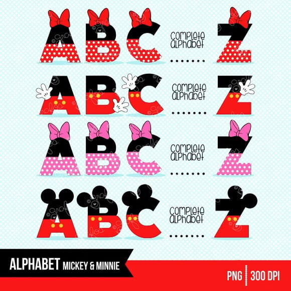 Kit Digital Alfabeto Mickey e Minnie