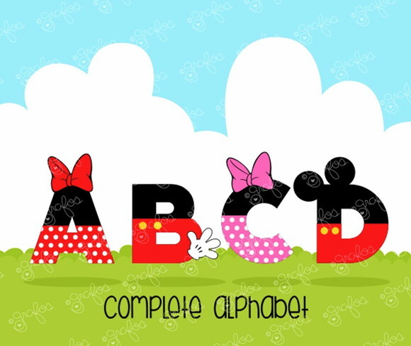 Kit Digital Alfabeto Mickey e Minnie