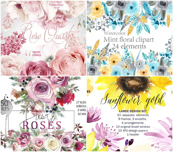 Kit Digital Floral Aquarela 04