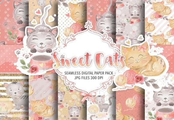 Kit Digital Gatinhos Cute