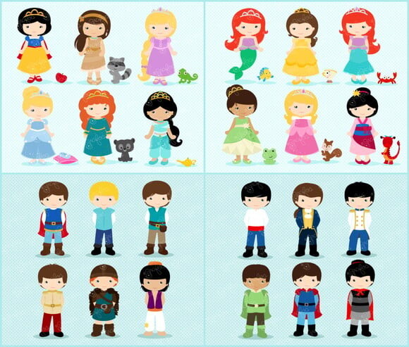 Kit Digital Príncipes e Princesas Cute