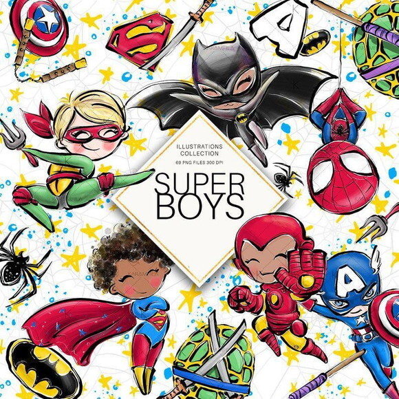 Kit Digital Super Boys Aquarela
