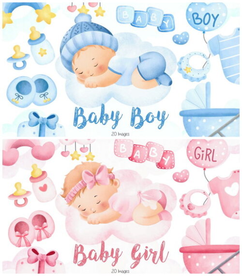 Kit Digital Bebês Aquarela 2