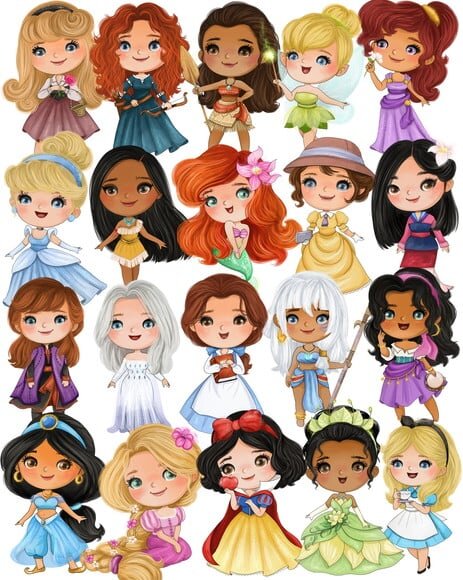 Kit Digital Princesas Aquarela Cute