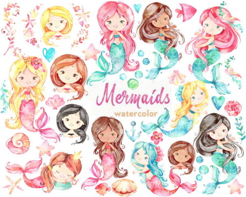 Kit Digital Sereias Aquarela