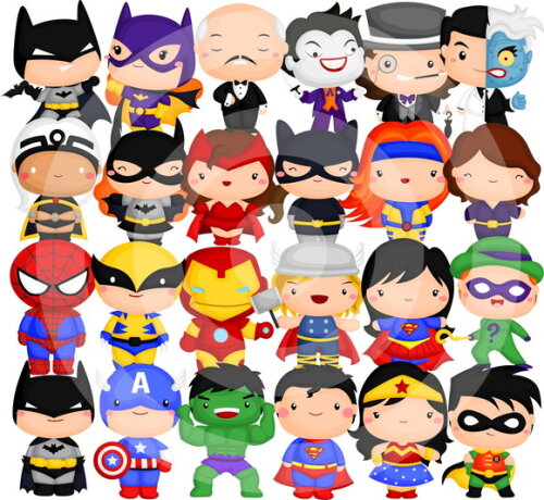 kit digital Super Heróis cute