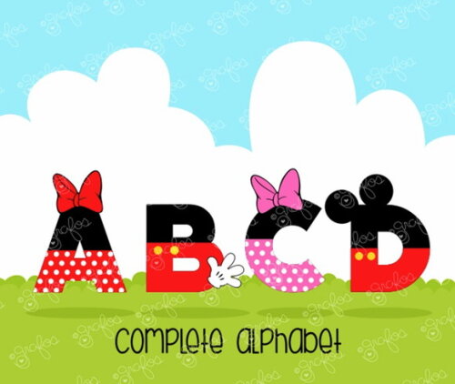 Kit Digital Alfabeto Mickey e Minnie