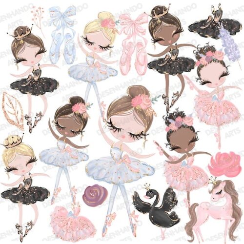 Kit Digital Bailarinas Aquarela