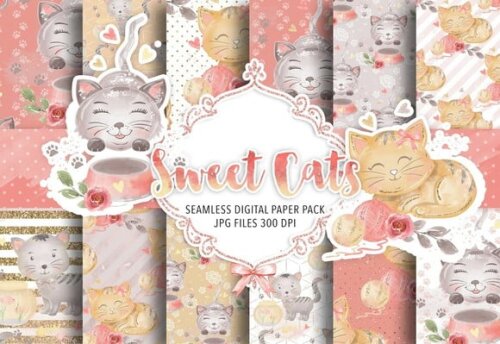 Kit Digital Gatinhos Cute