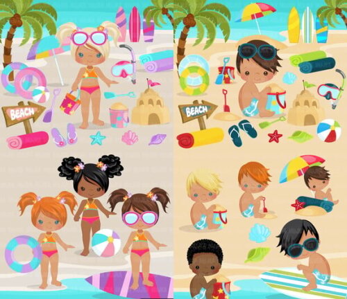 Kit Digital Praia Menino e Menina