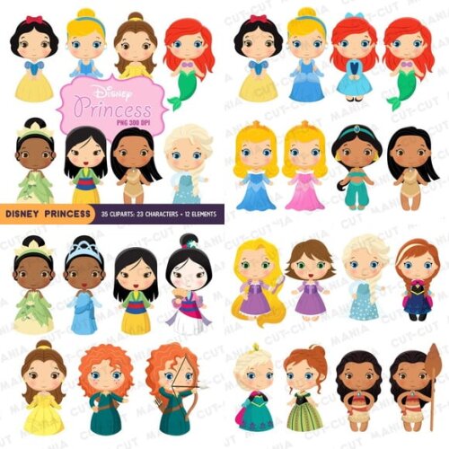 Kit Digital Princesas Disney Cute