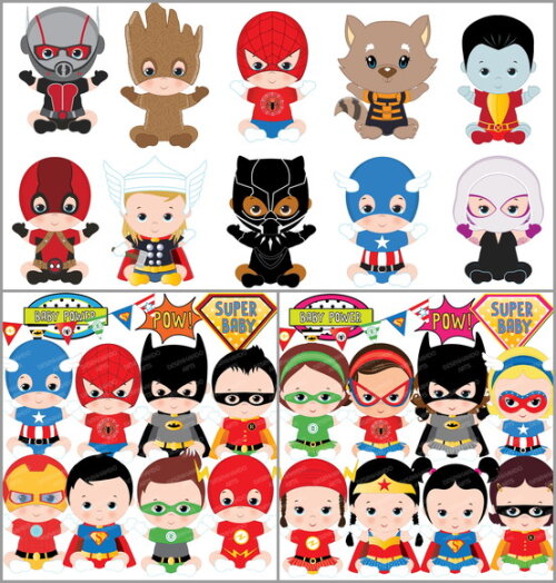 Kit Digital Super Heróis Baby