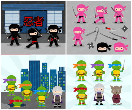 Kit Diital Ninjas e Tartarugas Ninjas