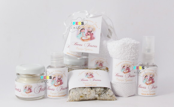 Lembrancinha Natal Kit Escalda Pés Vela Perfumada Spa Luxo
