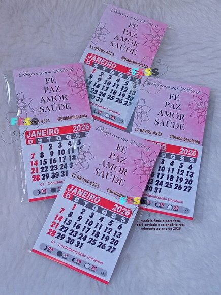 Mini Calendário Folhinha Imã Geladeira Personalizada 2026