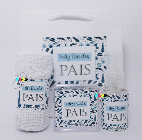 Presente Dia dos Pais Kit Personalizado Toalhinha Sacolinha