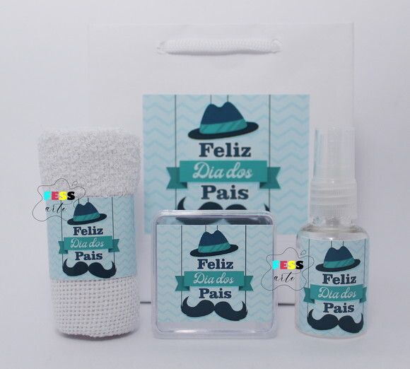 Presente Dia dos Pais Kit Personalizado Toalhinha Sacolinha