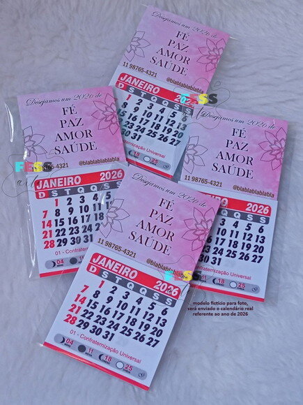 Mini Calendário Folhinha Imã Geladeira Personalizada 2026