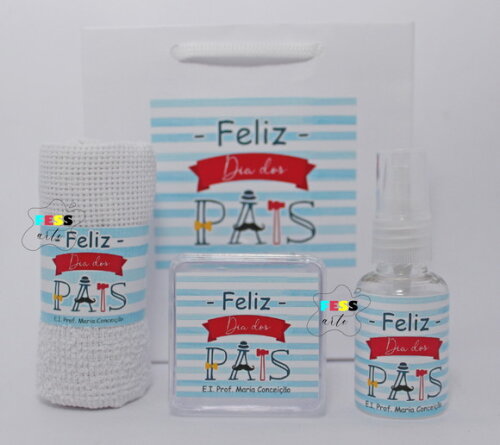 Presente Dia dos Pais Kit Personalizado Toalhinha Sacolinha