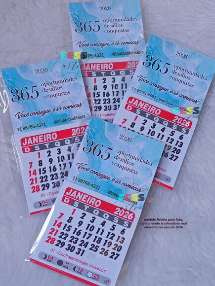 Mini Calendário Folhinha Imã Geladeira Personalizada 2026