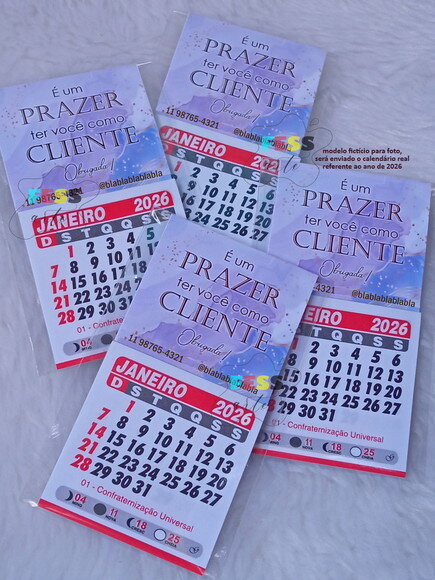 Mini Calendário Folhinha Imã Geladeira Personalizada 2026