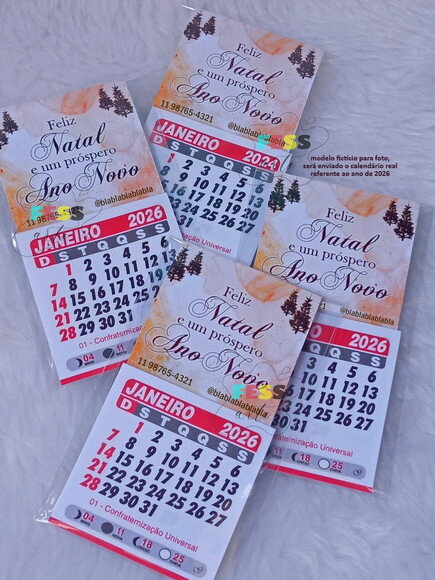 Mini Calendário Folhinha Imã Geladeira Personalizada 2026
