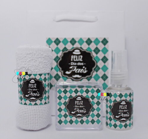 Presente Dia dos Pais Kit Personalizado Toalhinha Sacolinha