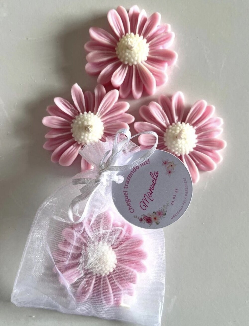 Kit com 10 Sabonetes Margarida na Organza