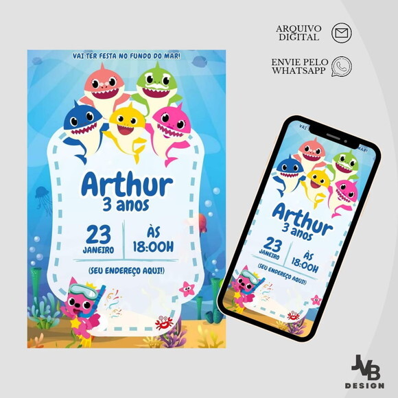 Convite Digital Baby Shark
