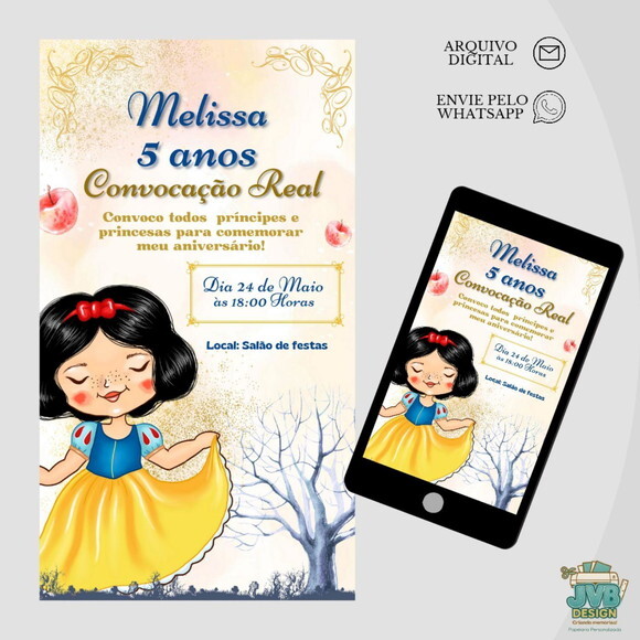 Convite Digital Branca de Neve