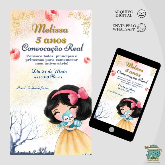 Convite Digital Branca de Neve