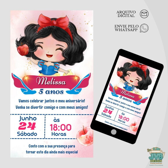 Convite Digital Branca de Neve