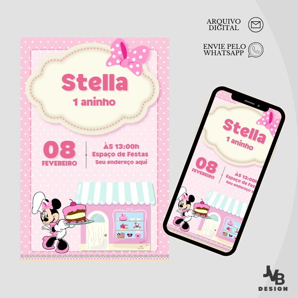 Convite Digital Minnie Confeiteira
