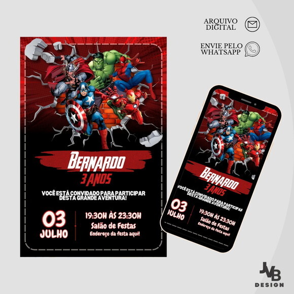 Convite Digital Vingadores